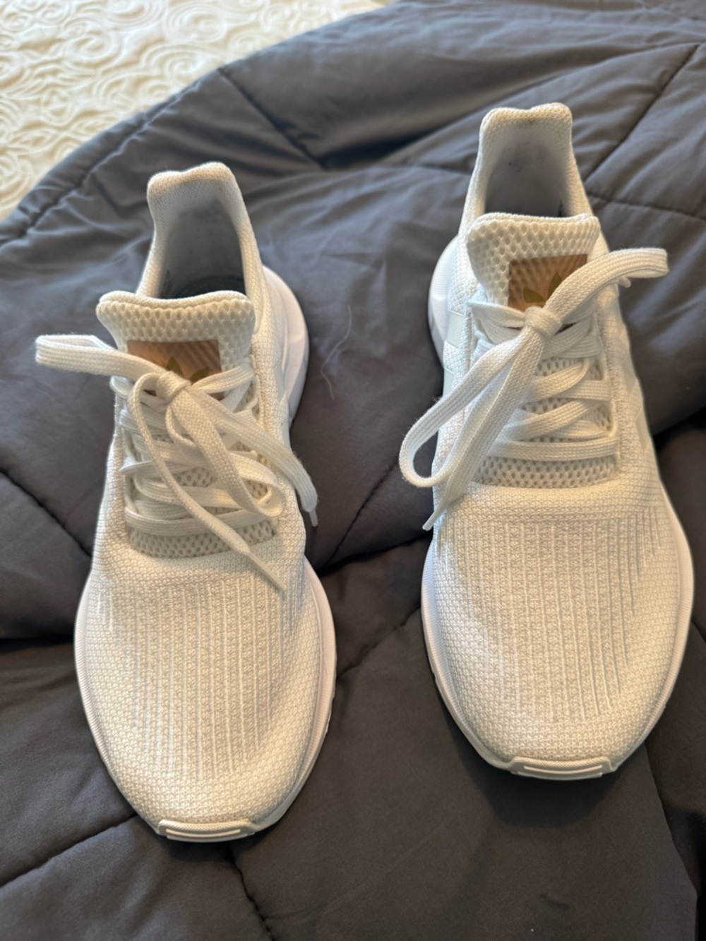 adidas White Knit Low-Top Athletic Sneakers